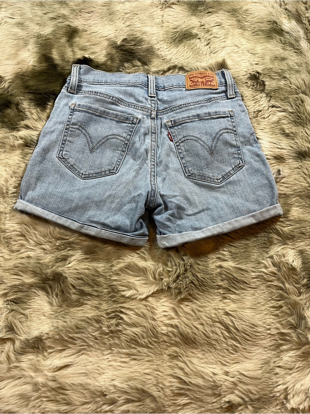 Levi's Light Blue Cuffed Denim Shorts - Midrise